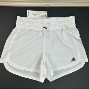 NEW - adidas Bold 3 Stripe Branding Pacer Bungee Athletic Shorts Gym Running
